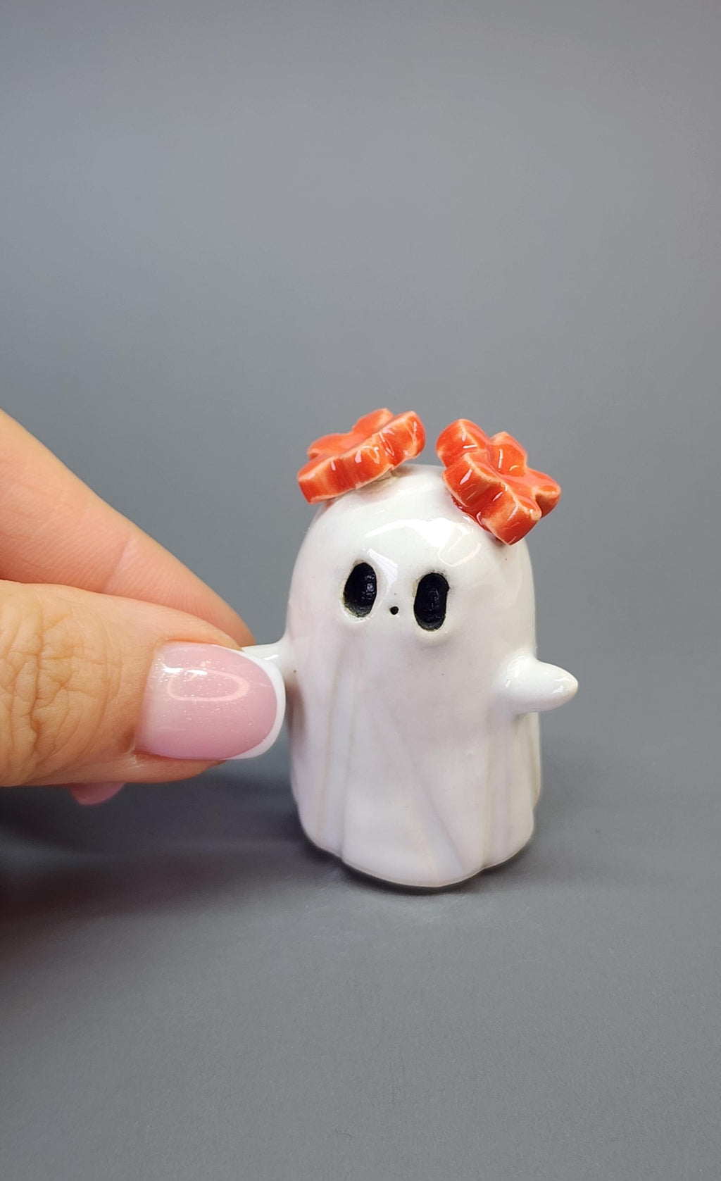 Ghost Figurine with Flowers by MW Ceramics