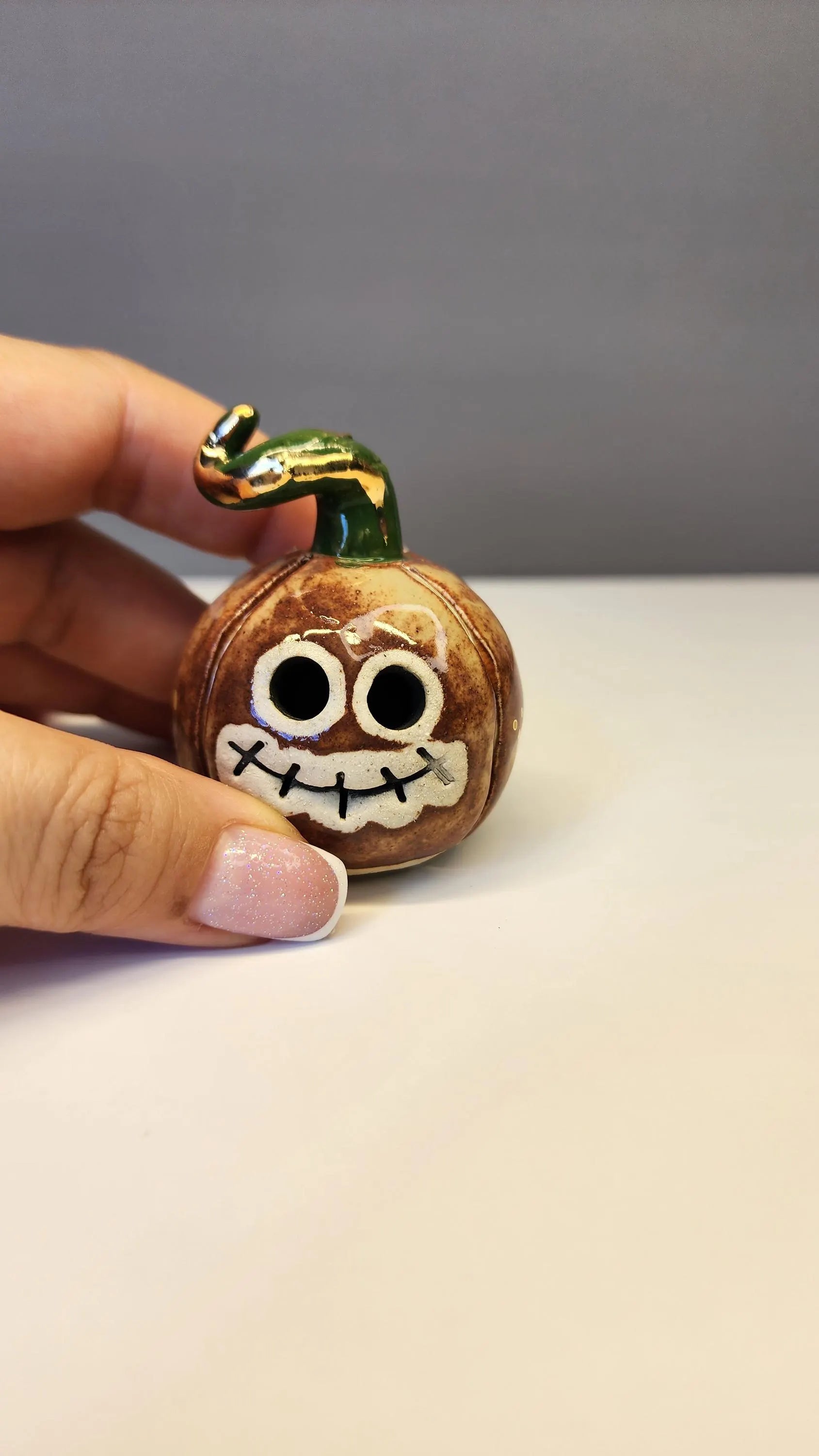 22k Gold Luster Pumpkin Ghost by MW Ceramics