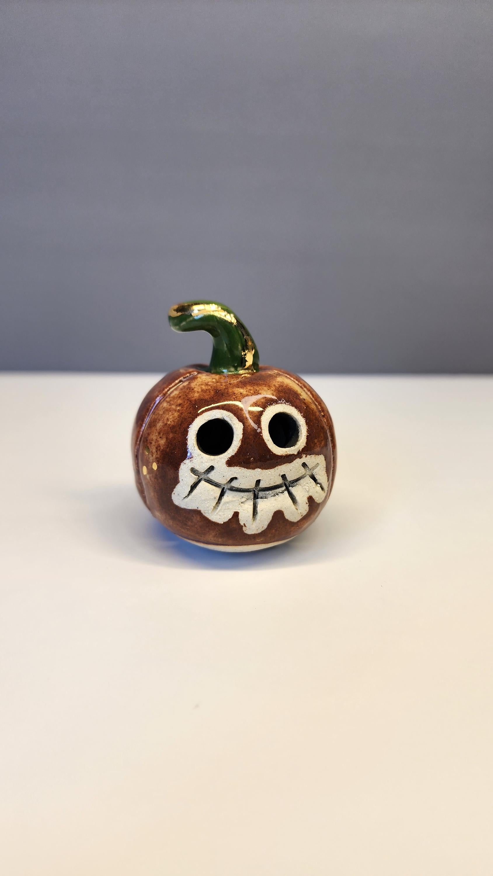 22k Gold Luster Pumpkin Ghost #2 by MW Ceramics