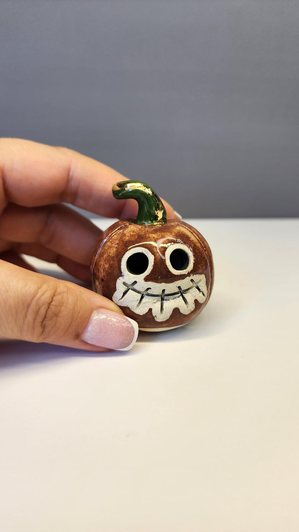 22k Gold Luster Pumpkin Ghost #2 by MW Ceramics